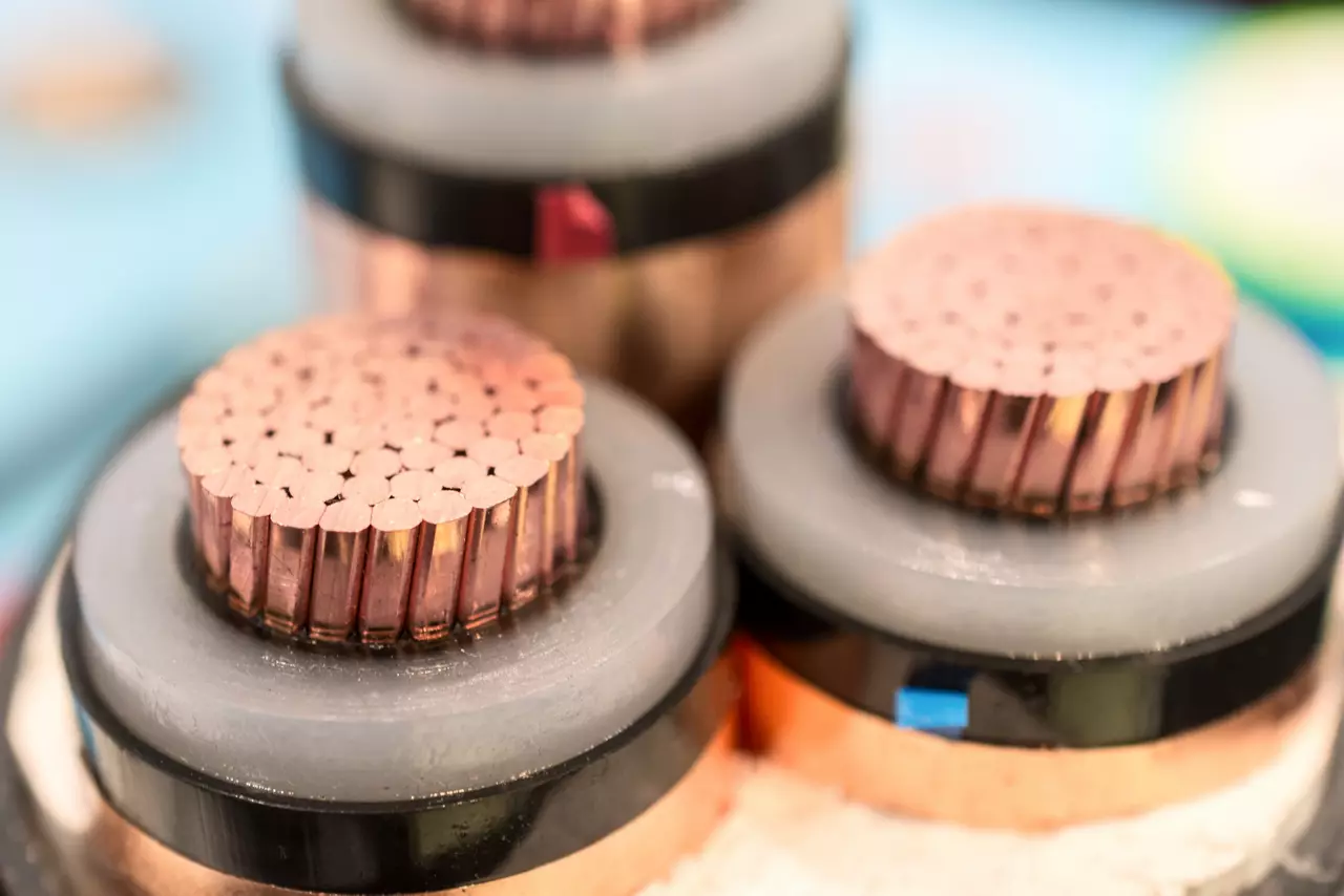 Cross section of high-voltage cables. 