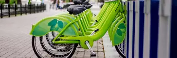 Bicycle rental system. Ecologically clean transport. bicycle sharing. Modern city transport