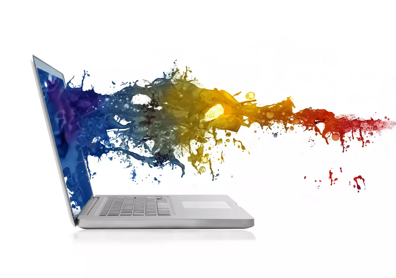 计算机屏幕爆炸，彩色油漆