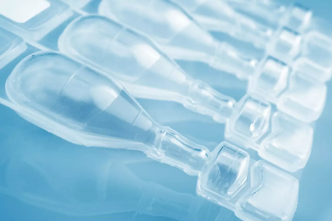 Row of plastic ampoules