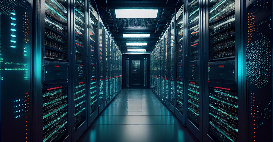 racks of servers in a server room