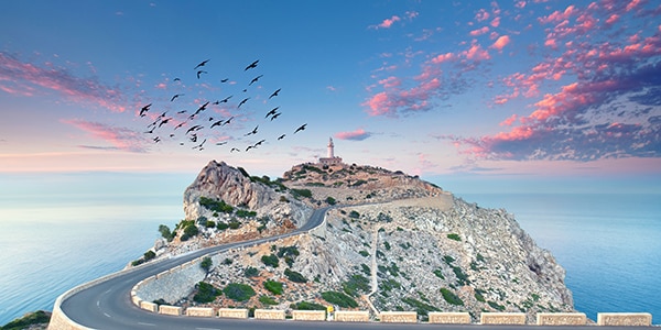 Lighthouse at the end of winding road