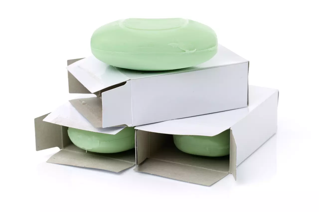 green hygiene soap on white background