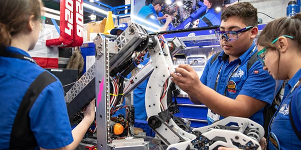 FIRST Robotics students in action