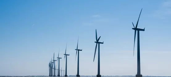 Wind turbine field at sea 